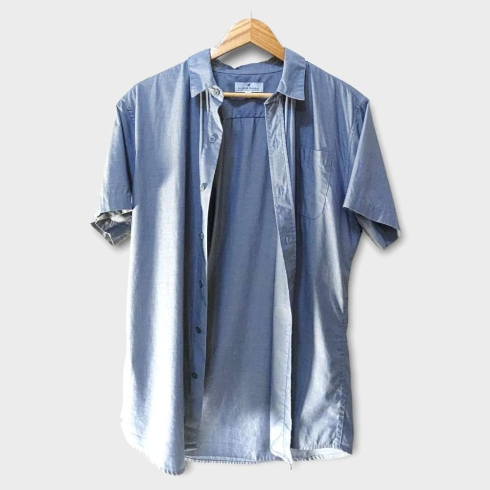 Parker Dusseau Mens Blue Button Down Short-Sleeve Shirt in Size Medium